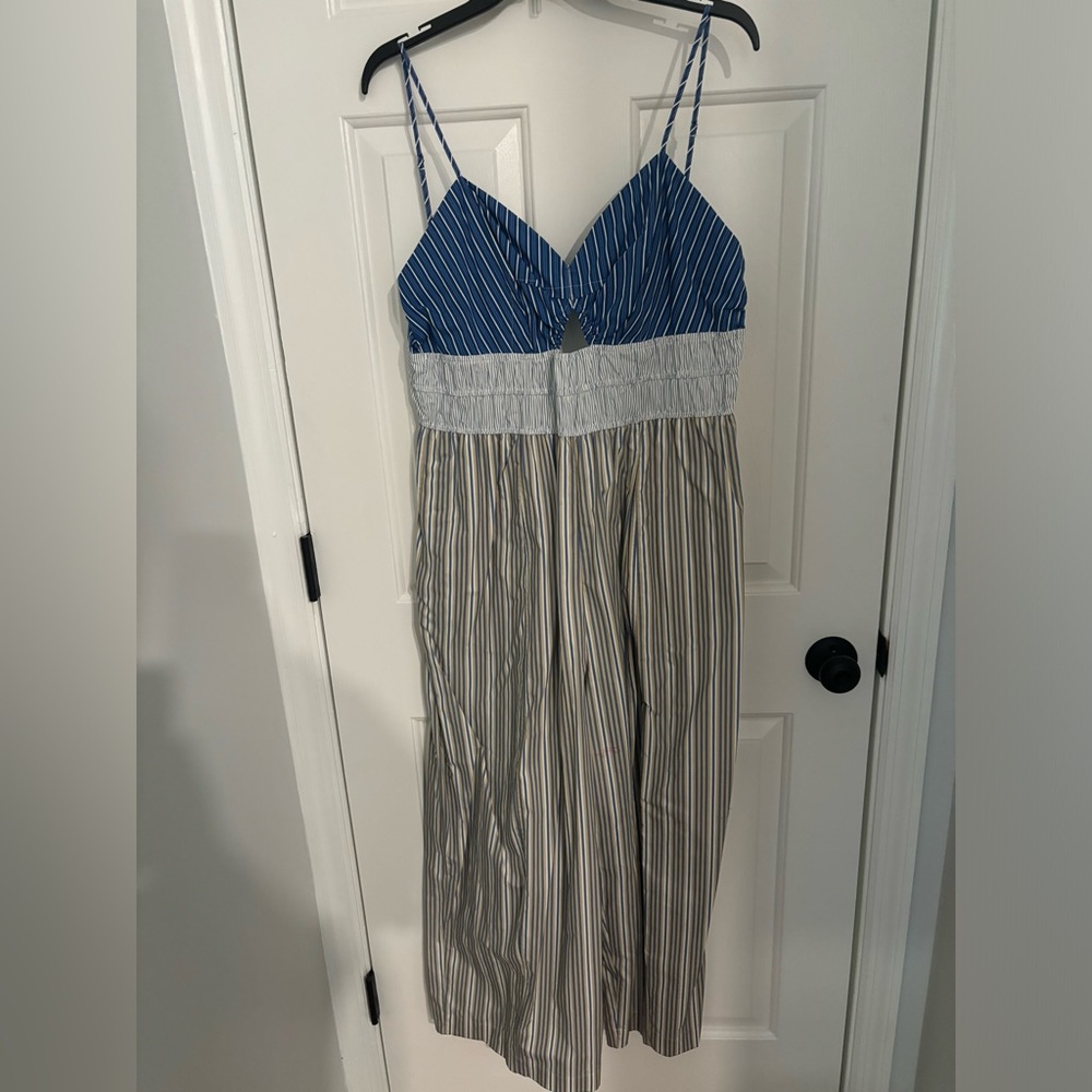 Anthropologie Plenty by Tracy Reese Poplin Striped Jumpsuit size L